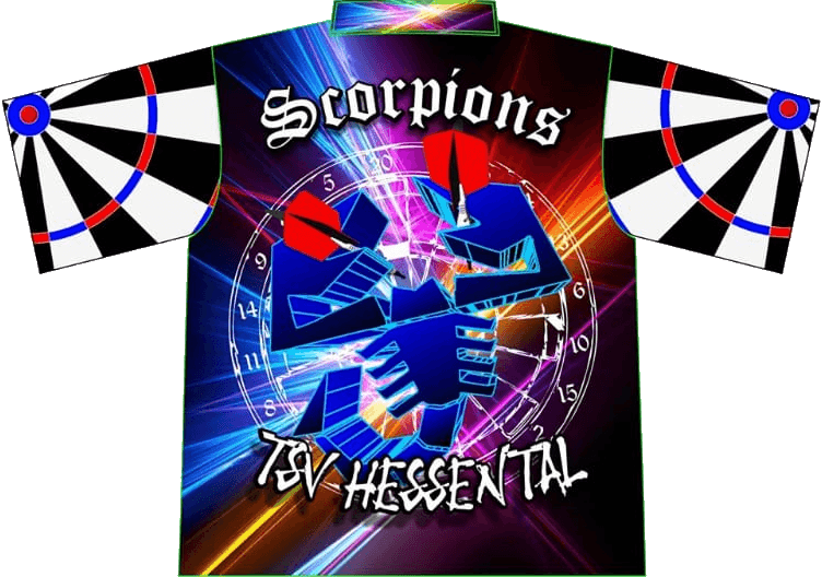 Dart-Trikot der Scorpions, Rückseite mit Schriftzug TSV Hessental