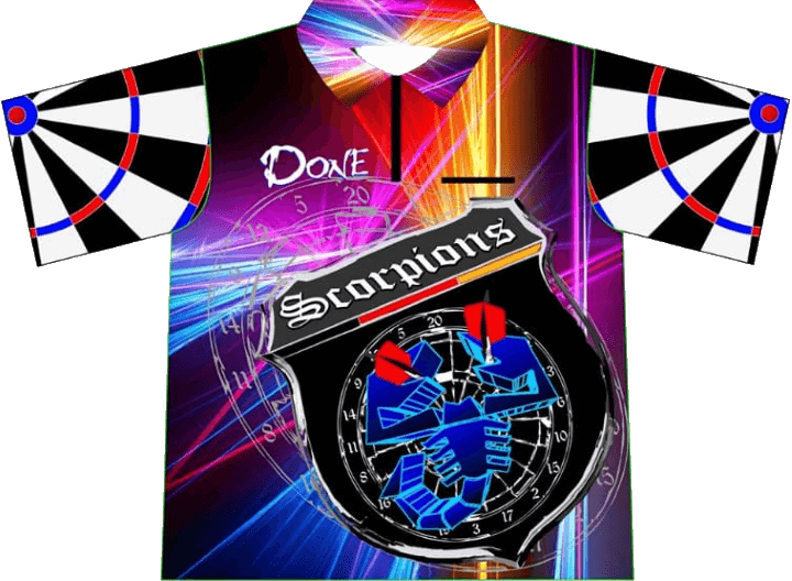 Dart-Trikot der Scorpions, Vorderseite