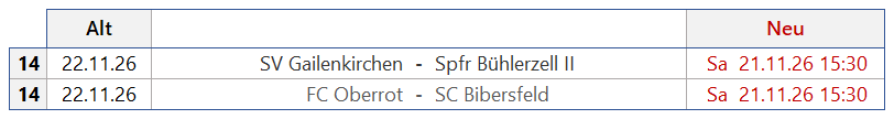 Zur Vollansicht klicke auf das Bild. Changes Termine Kreisliga B6
